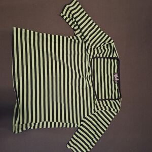Hell Bunny Green and Black Striped Top